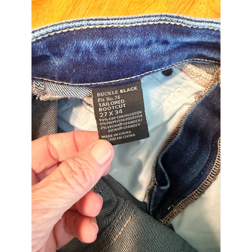 Buckle Black Fit No. 75 Tailored Bootcut Jeans Medium Wash 27x34 Mens Blue - Picture 6 of 8